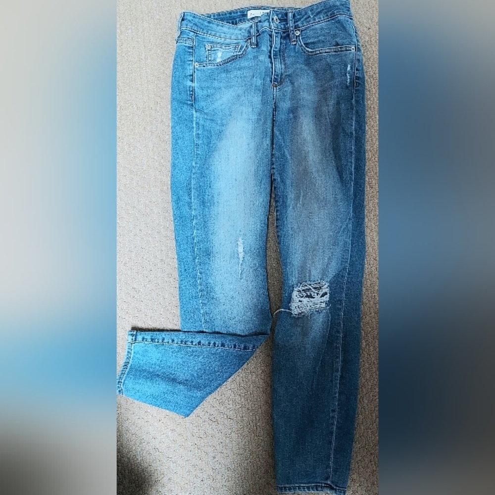 Gap Womens 28R Curvy True Skinny Denim Blue Jeans Distressed Medium Wash
